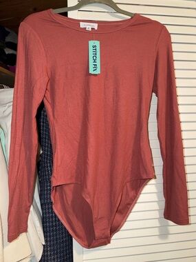 Long-Sleeve Bodysuit in Rose Clay